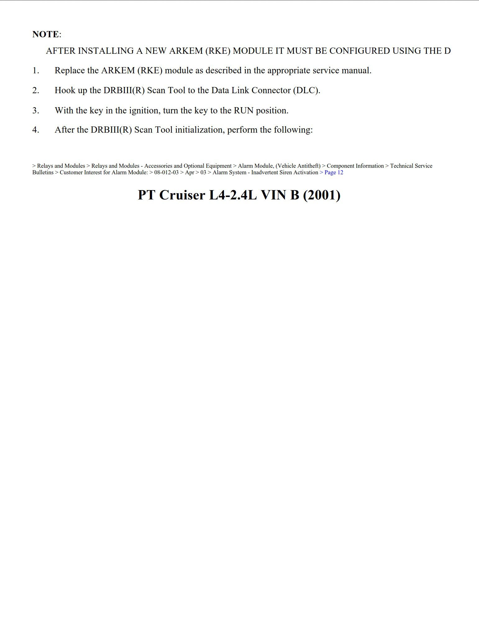 chrysler pt cruiser 2001 l4 2.4l workshop manual