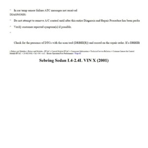 chrysler sebring 2001 2.4l workshop manual