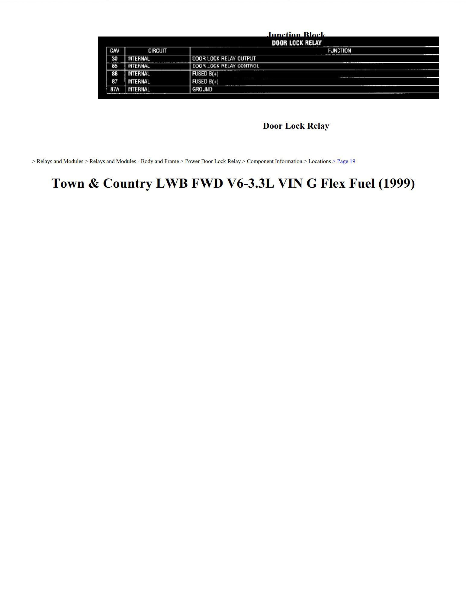chrysler town and country 1999 3.3l vin g workshop manual