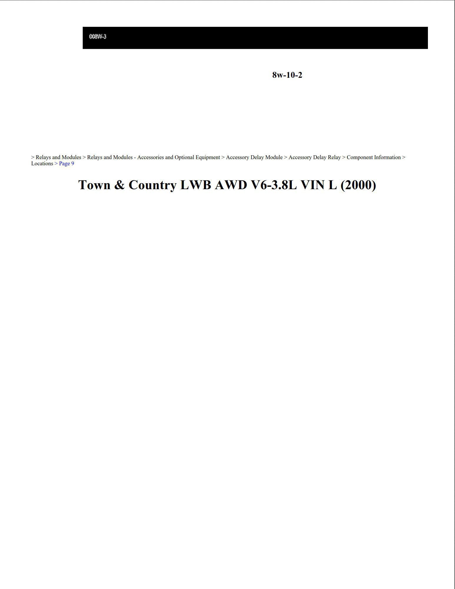 chrysler town and country 2000 3.8l vin l workshop manual