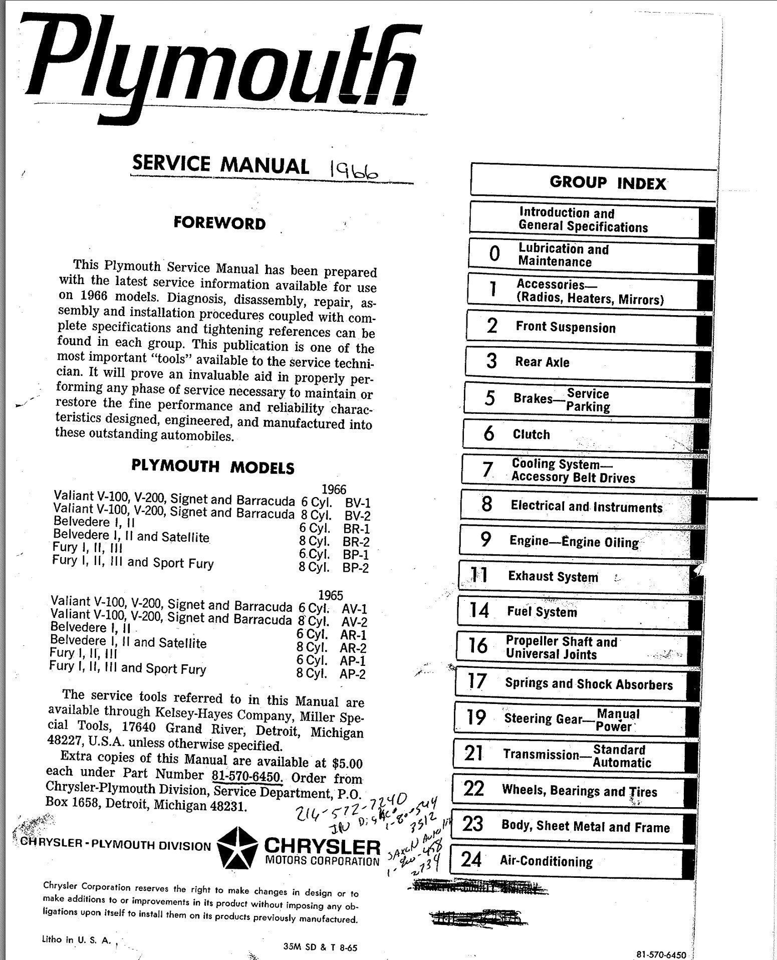 chrysler valiant 1966 workshop manual