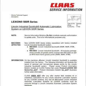claas lexion 500 r service manual