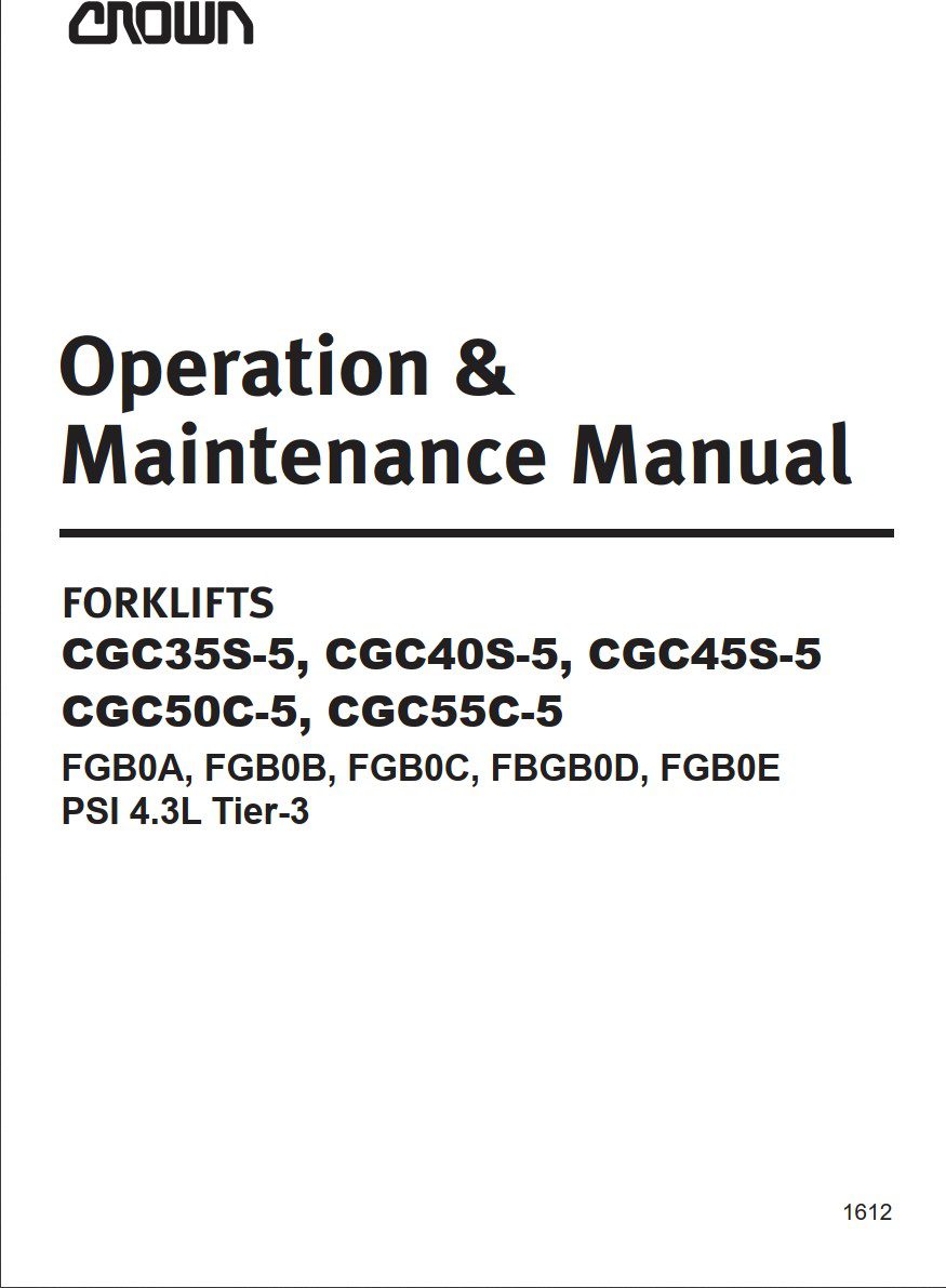 crown cgc35s 5, cgc40s 5, cgc45s 5, cgc50c 5, cgc55c 5 service & maintenance manual
