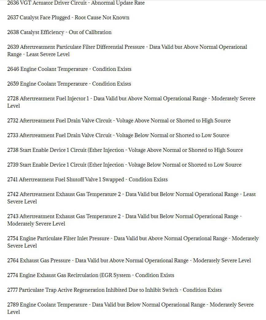 cummins isx engine fault codes dtc