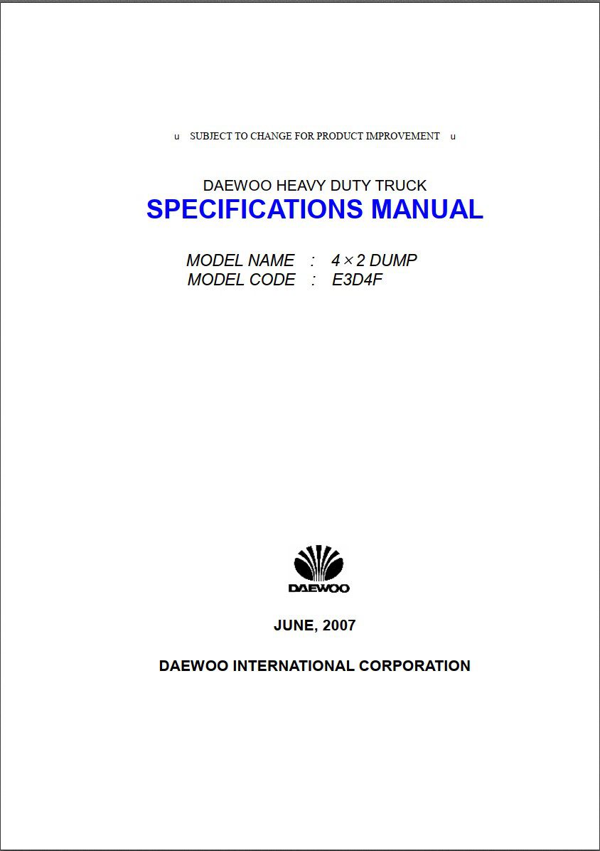daewoo heavy duty truck e3d4f service manual