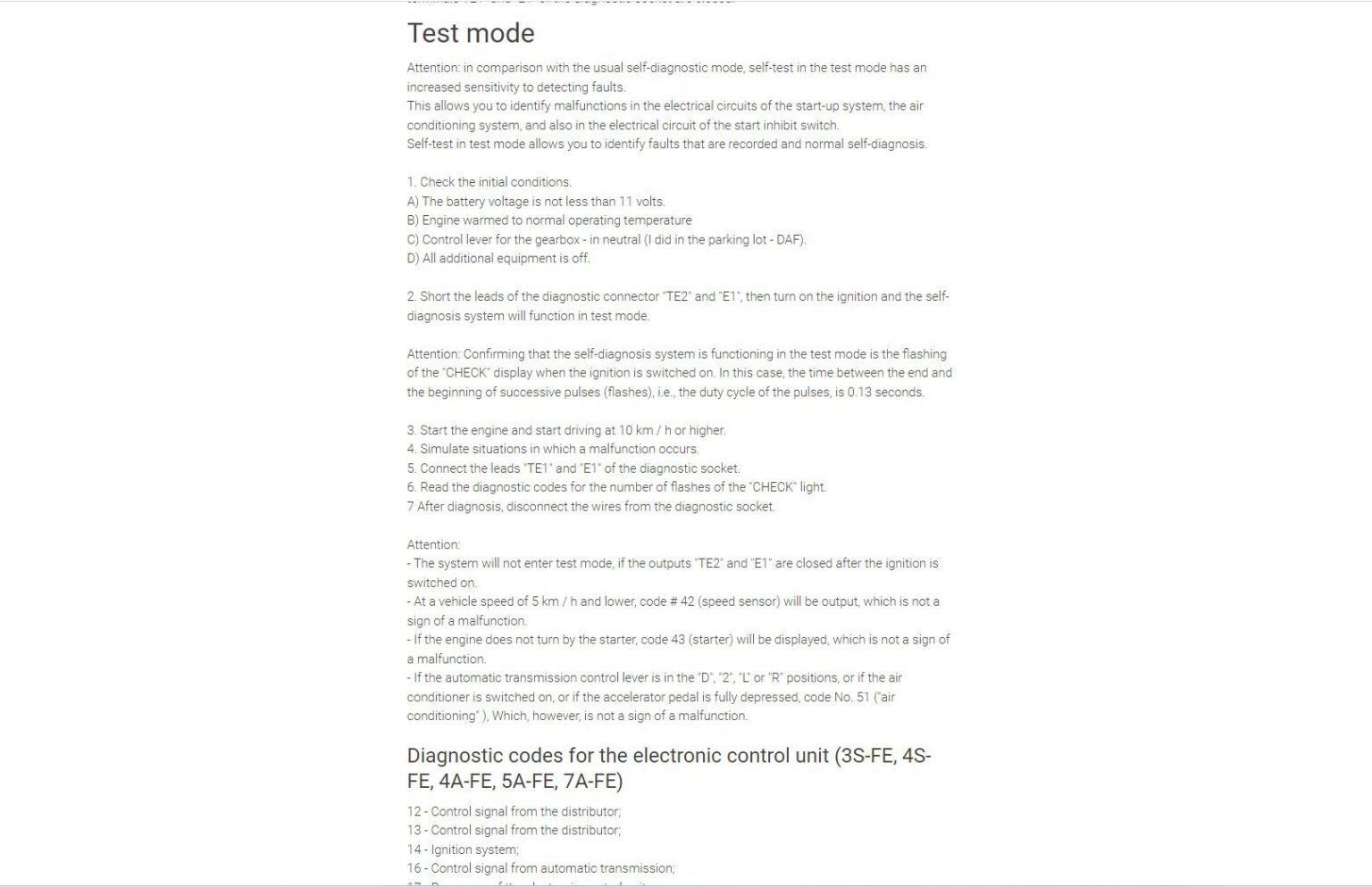 Guide to Diagnostics: Self-Test and Testing for Obtaining Diagnostic Codes
