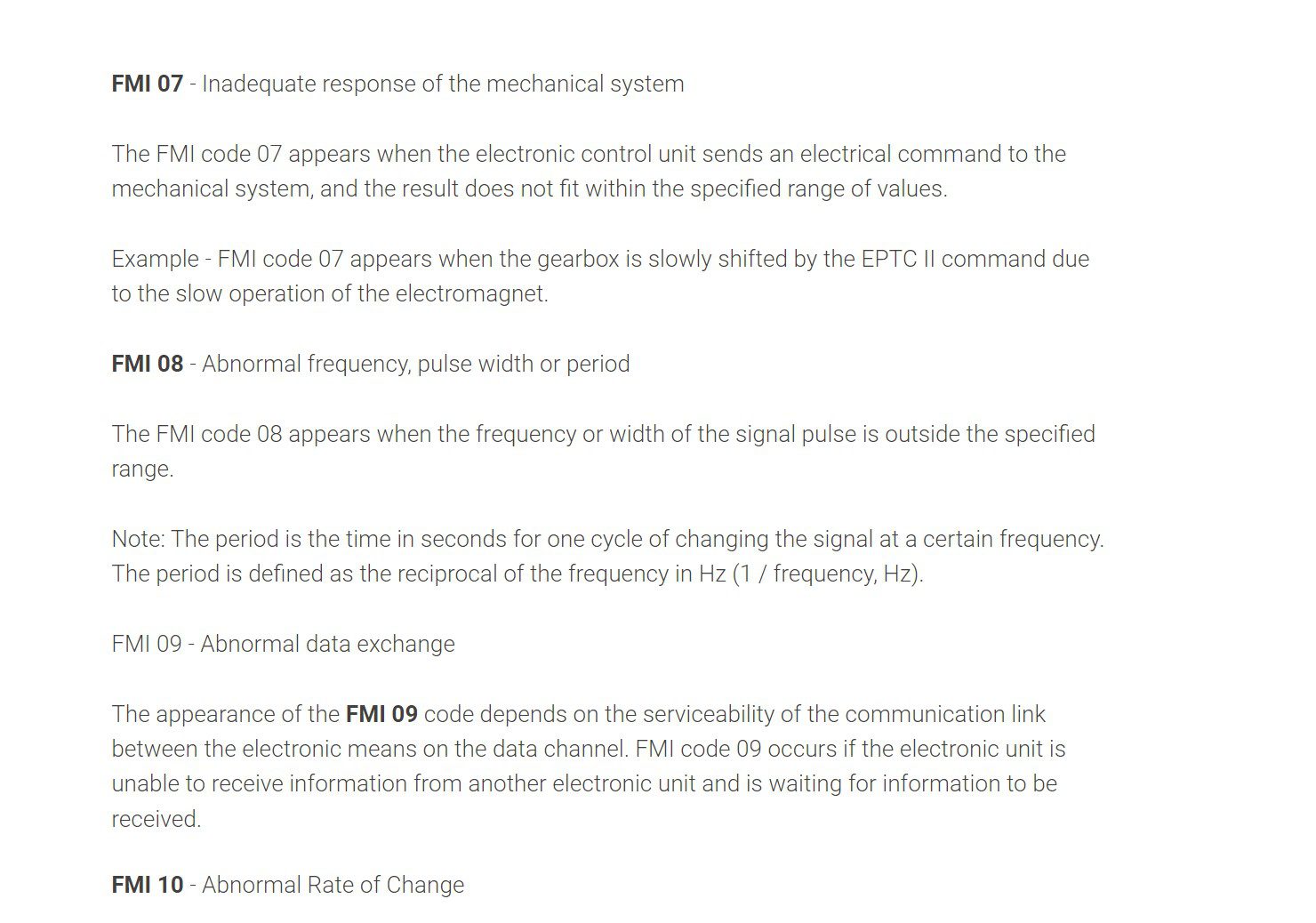 diagnostic fault codes fmi engine caterpillar