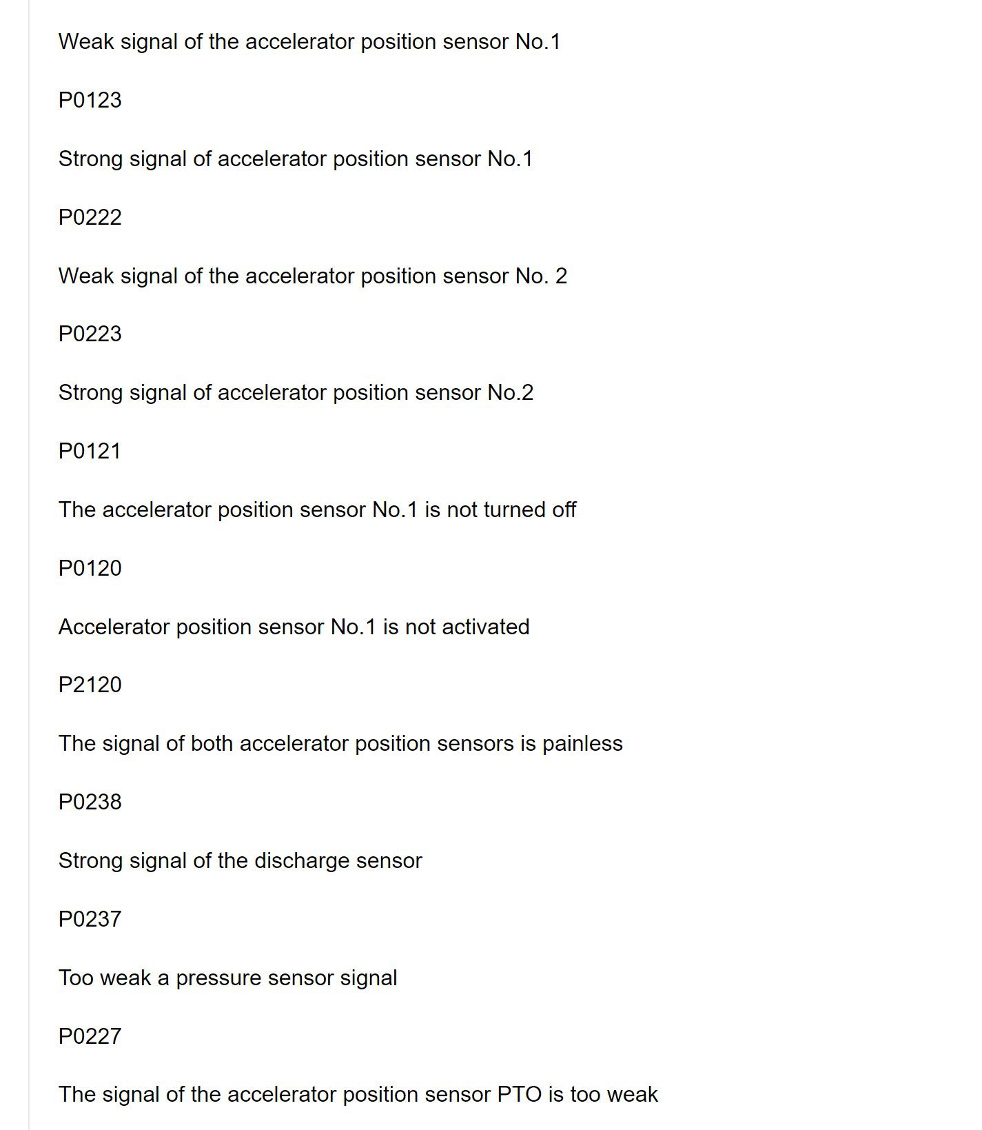 diagnostic trouble codes for sinotruk howo engines