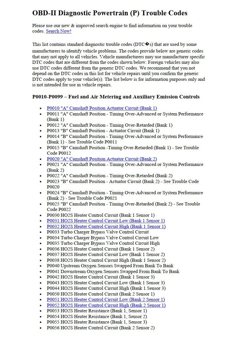 dodge chrysler jeep plymouth standard and specific fault codes dtc