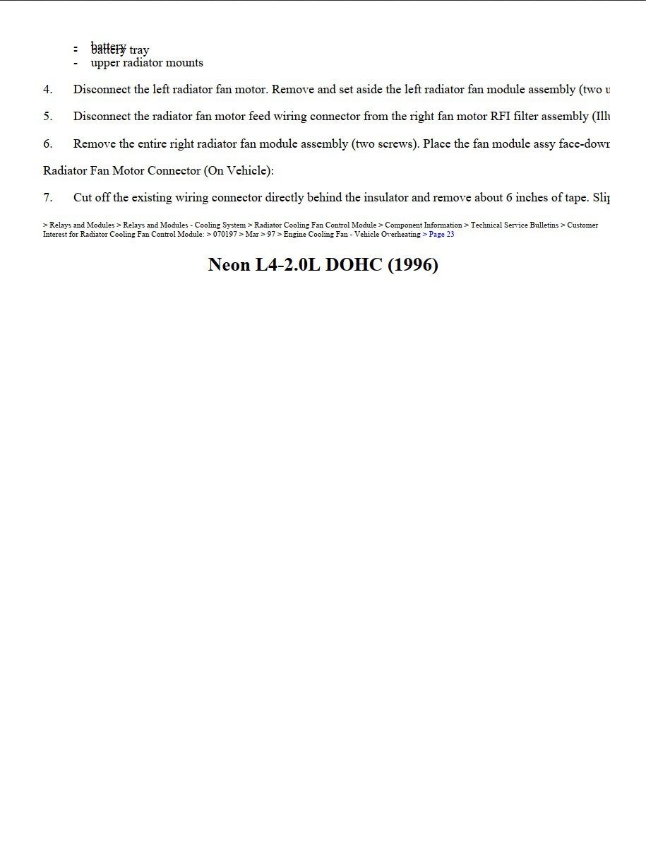 dodge neon 1996 2.0l dohc workshop manual