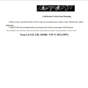 dodge neon 1997 2.0l dohc workshop manual