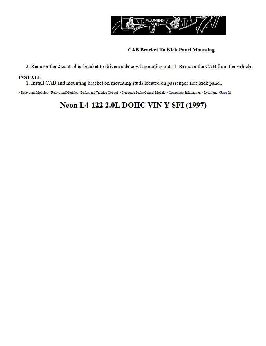 dodge neon 1997 2.0l dohc workshop manual