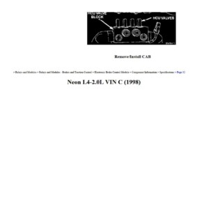 dodge neon 1998 2.0l vin c workshop manual