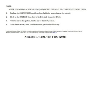 dodge neon 2001 2.0l workshop manual