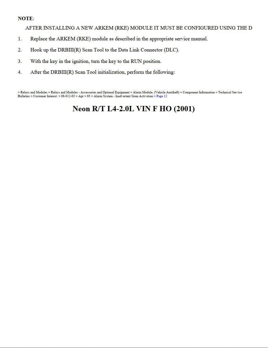 dodge neon 2001 2.0l workshop manual