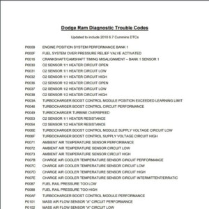 dodge ram diagnostic trouble codes