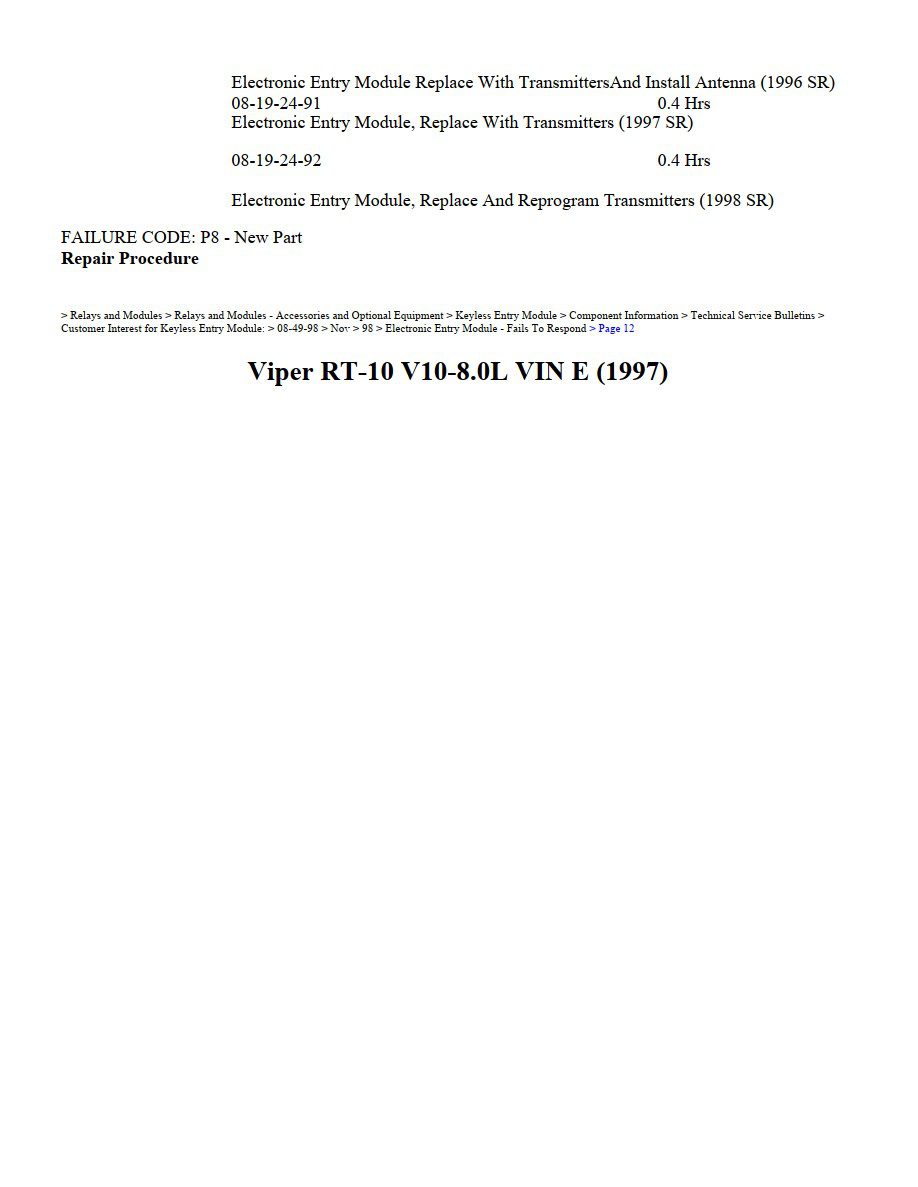 dodge viper 1997 8.0l workshop manual