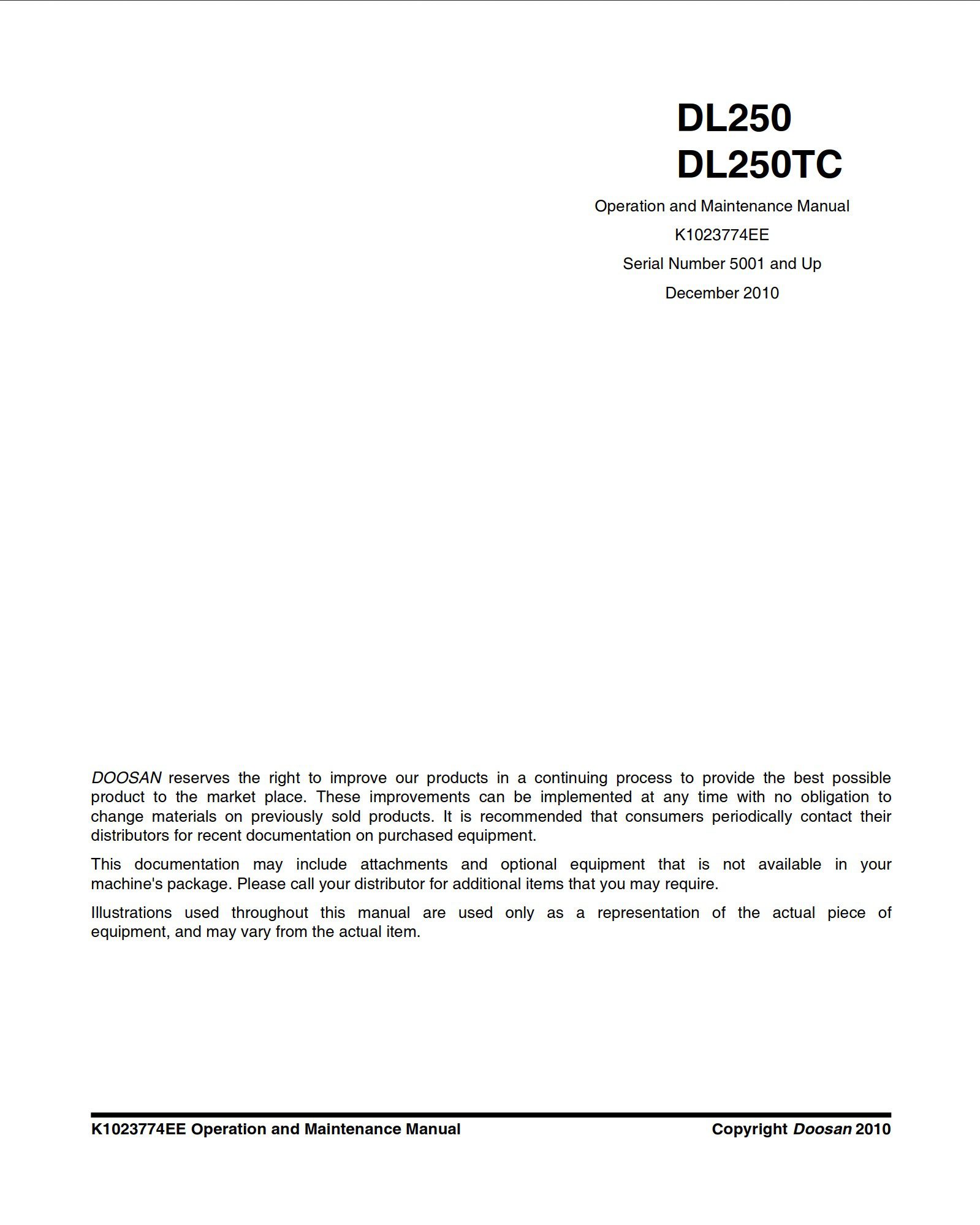 doosan dl250 dl250tc operation and maintenance manual