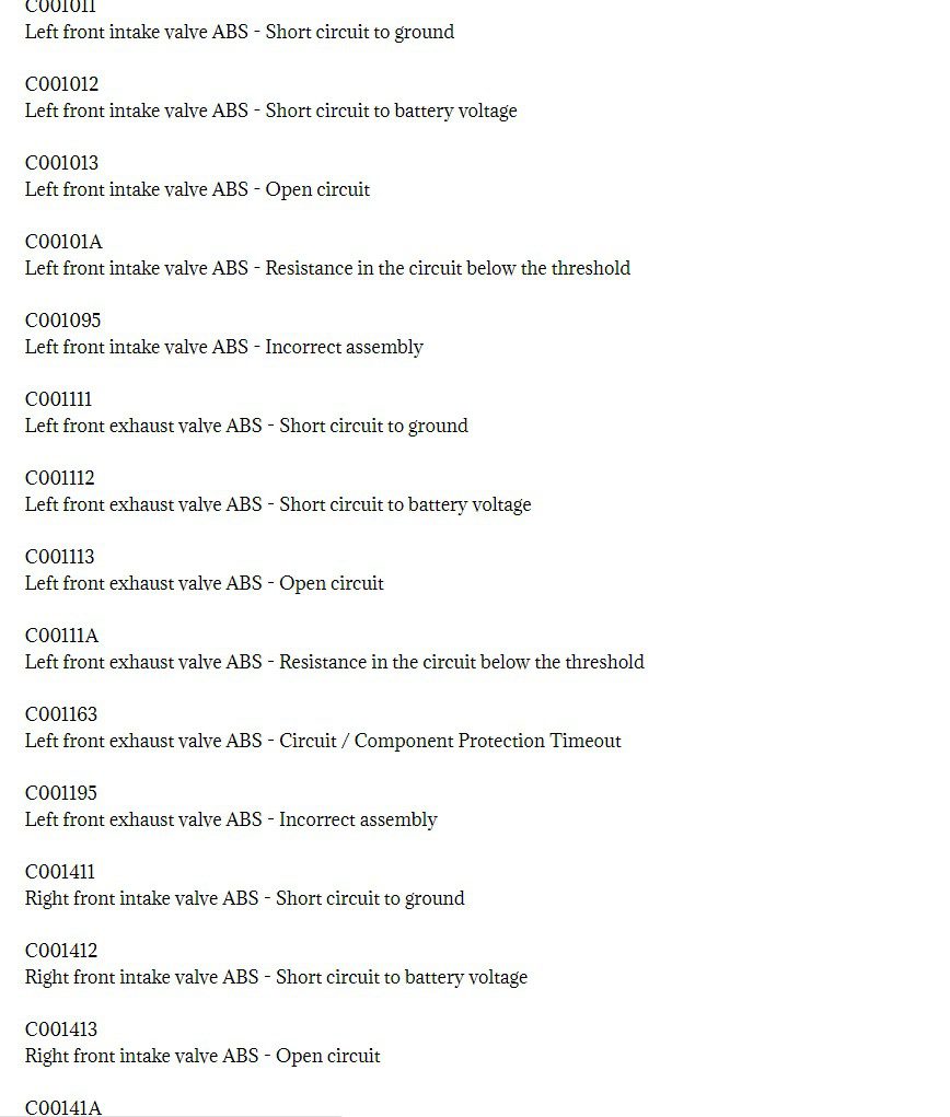 ebs volvo truck fault codes dtc