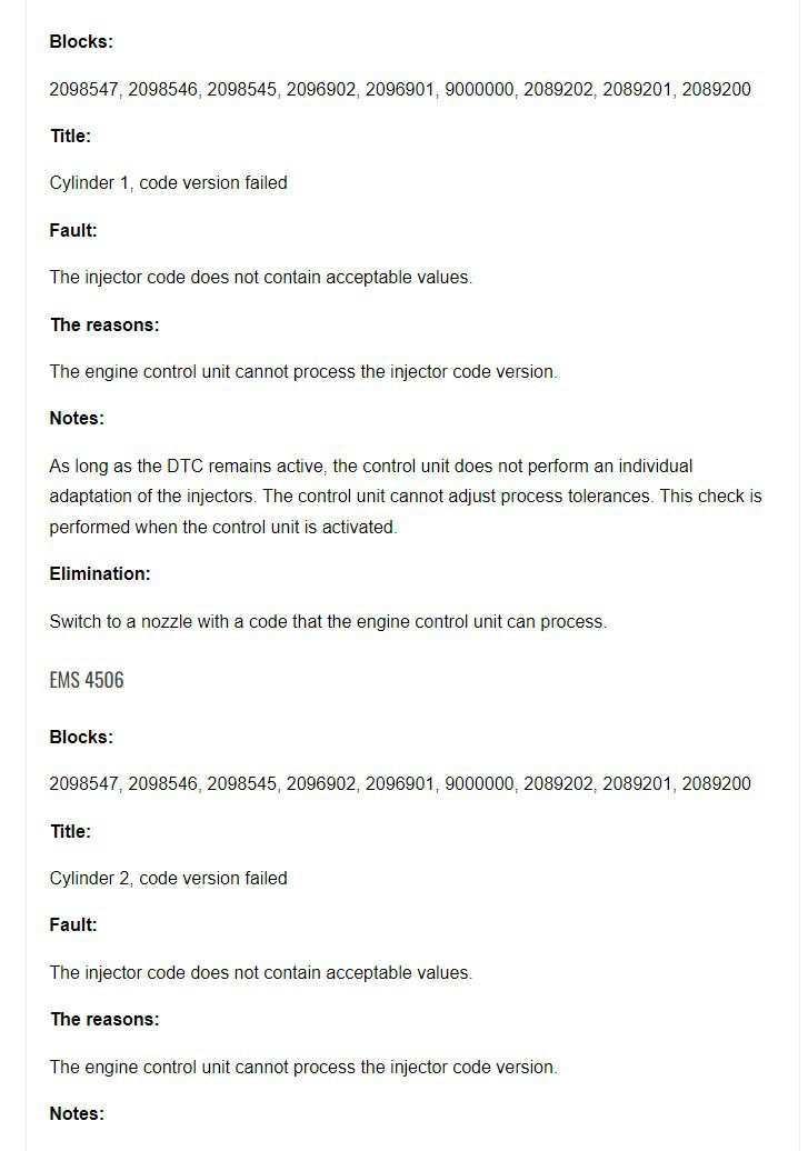 ems scania engine control unit fault codes list 4505 4942