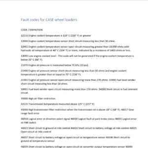 fault codes for case wheel loaders