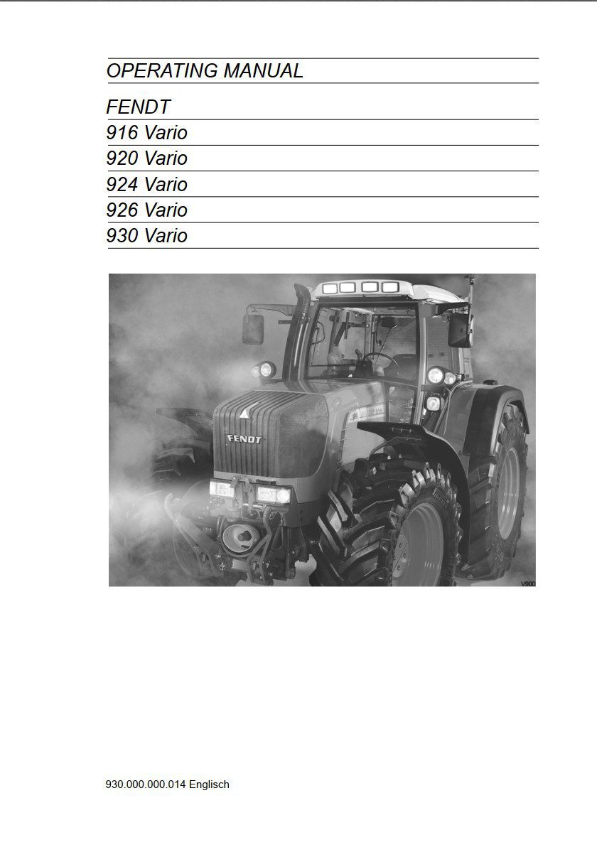 fendt 916 930 vario operating manual