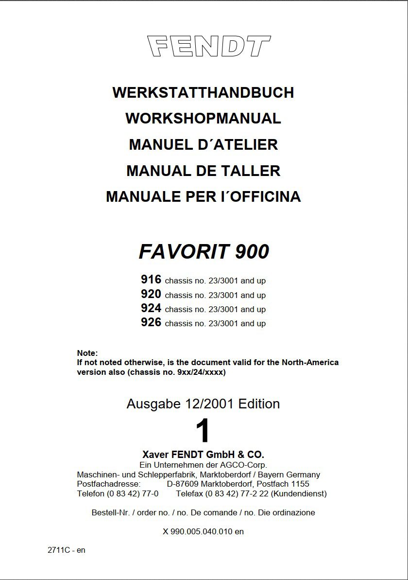 fendt favorit 900 workshop manual
