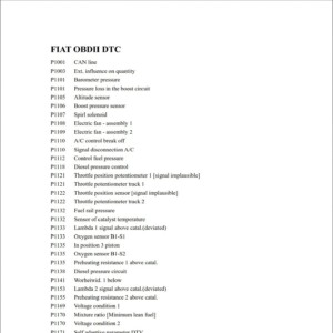 fiat obdii fault codes dtc