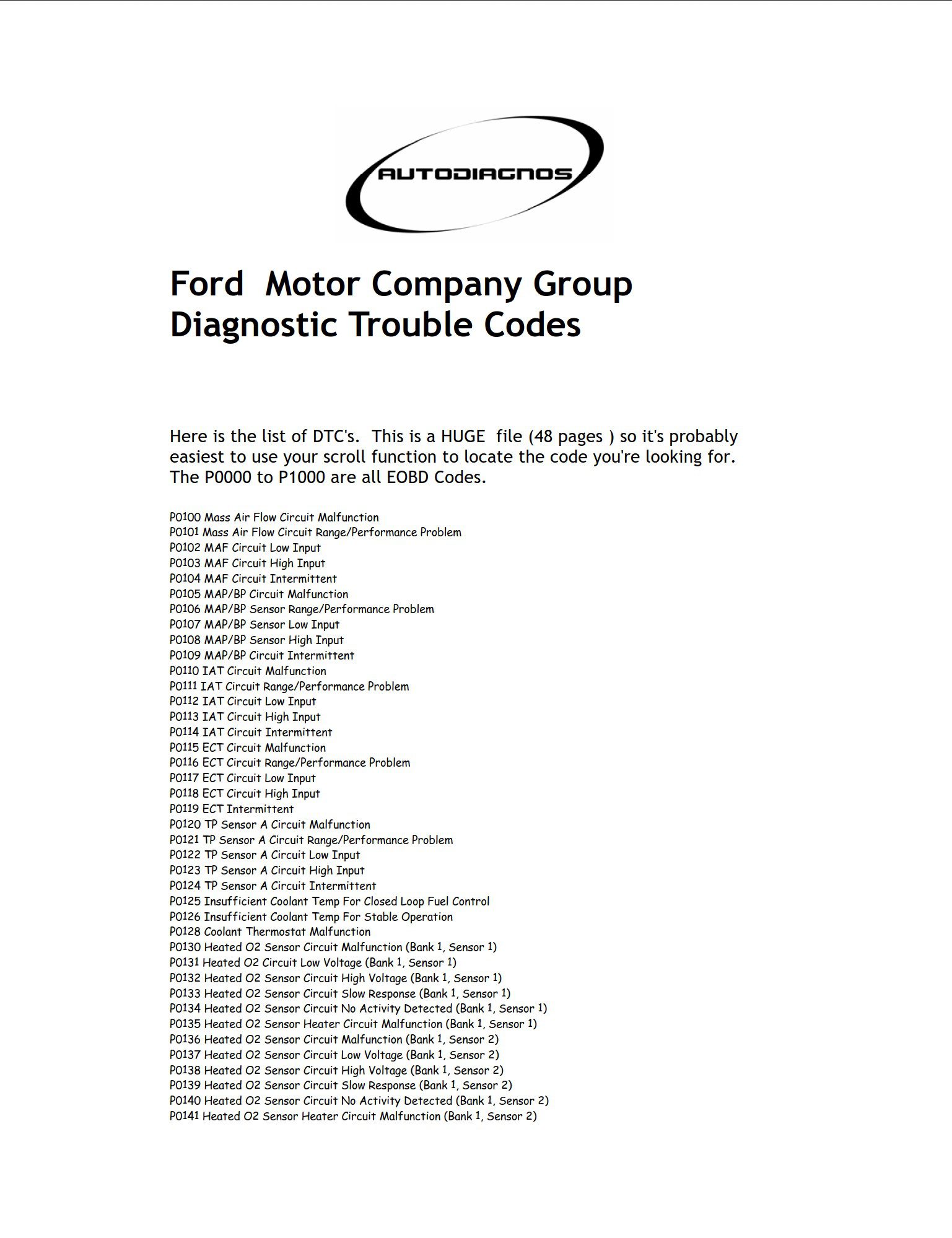 Pdf Online Ford Fault Codes Dtc Pdf For Free 2378