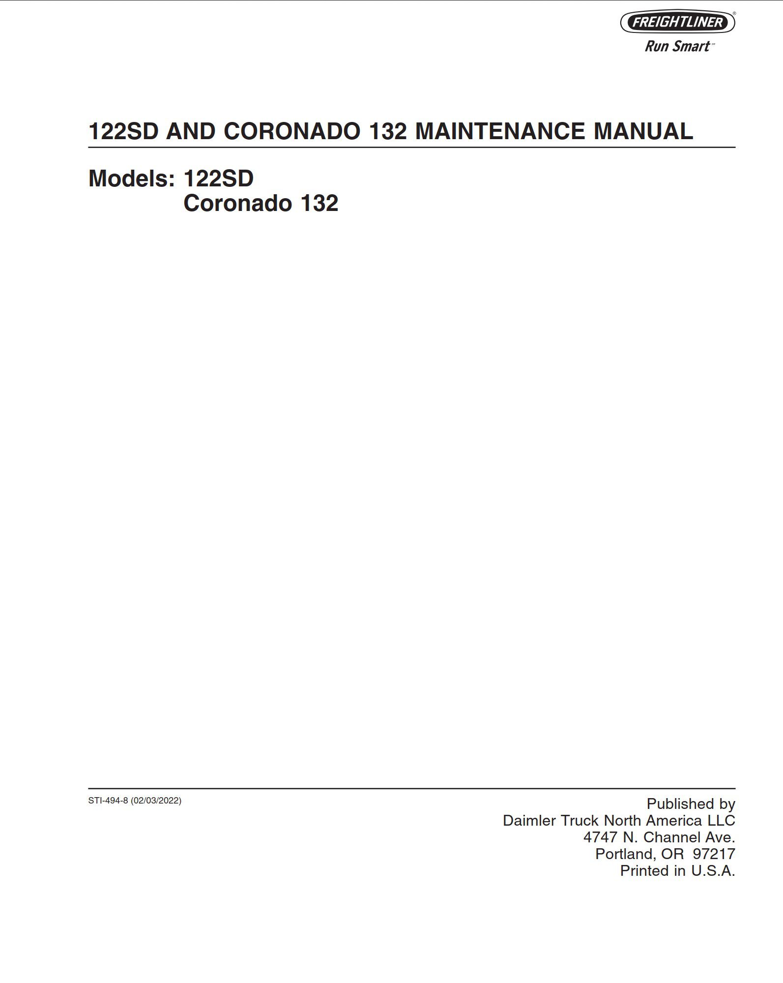 freightliner 122sd and coronado 132 maintenance manual