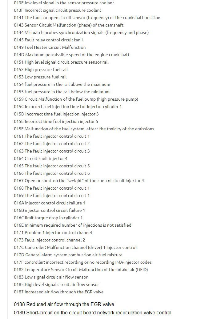 iveco stralis fault codes list