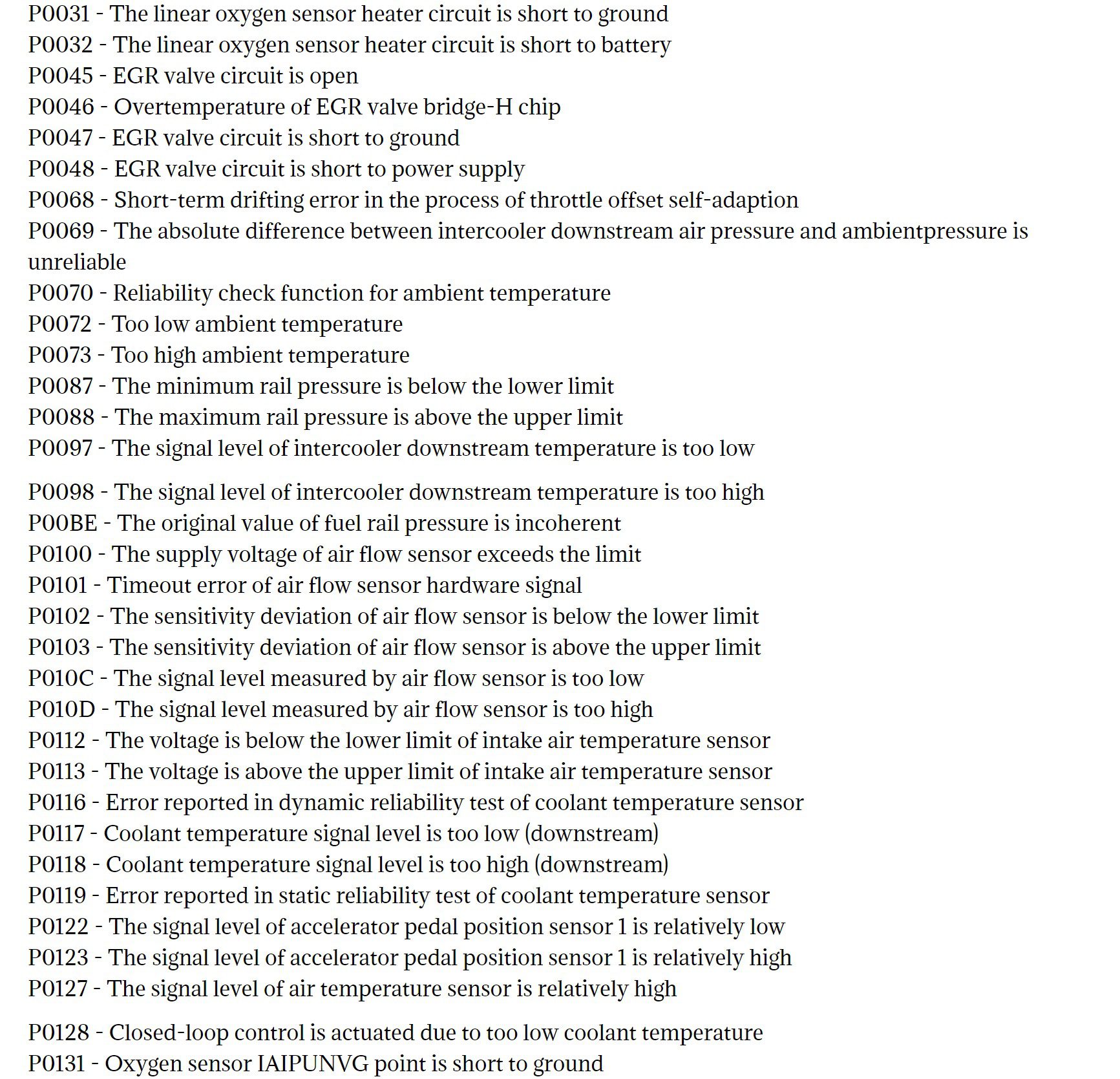 jac truck fault codes dtc