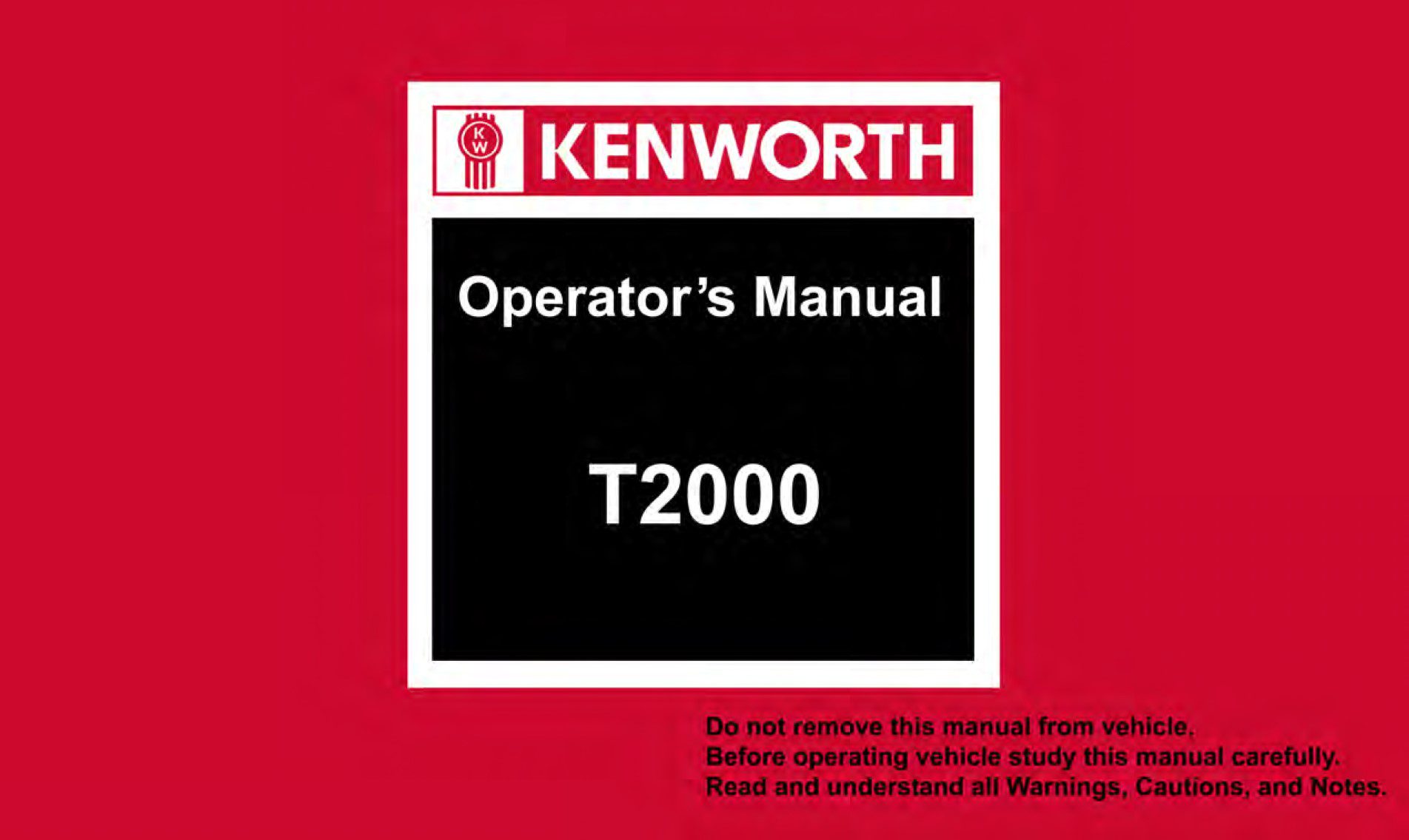 kenworth t2000 operators manual