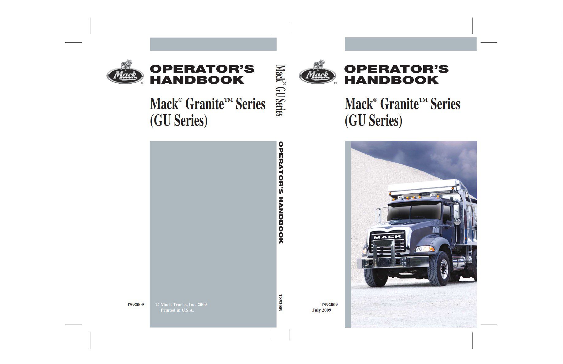 mack 2009 granite series (gu) operator's manual