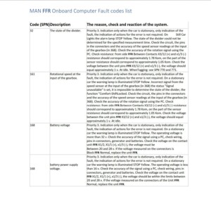 man ffr onboard computer fault codes list