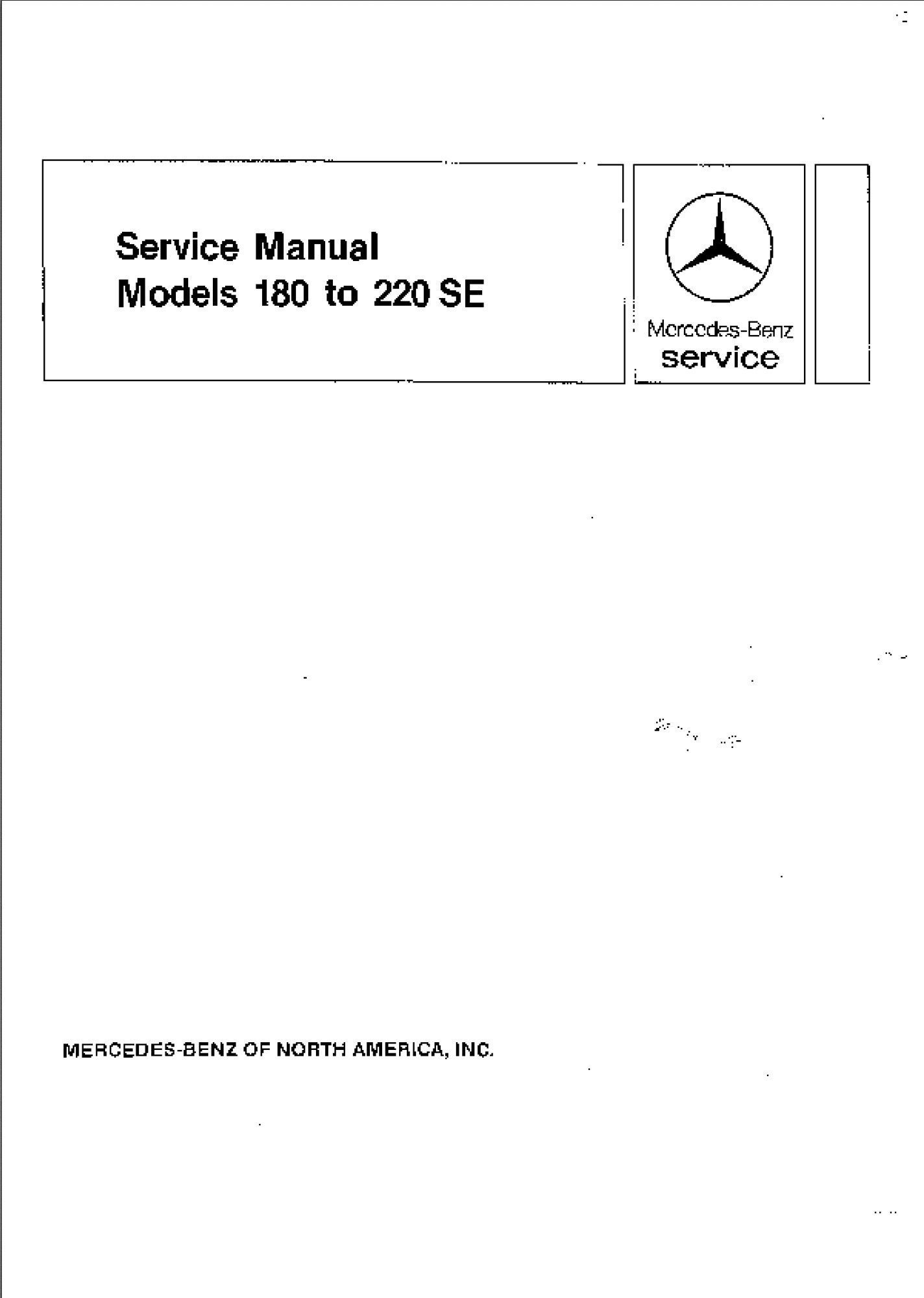 mercedes benz 180 to 220se service manual