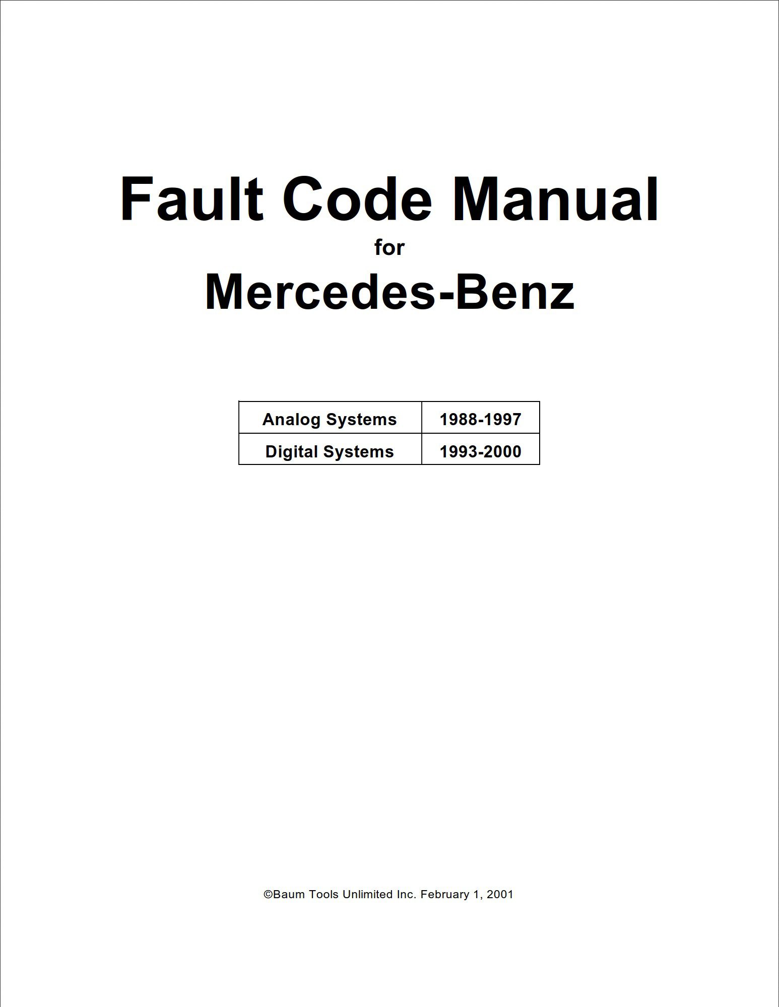 mercedes benz 1988 2000 fault codes dtc