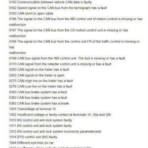 mercedes trucks bs fault codes list