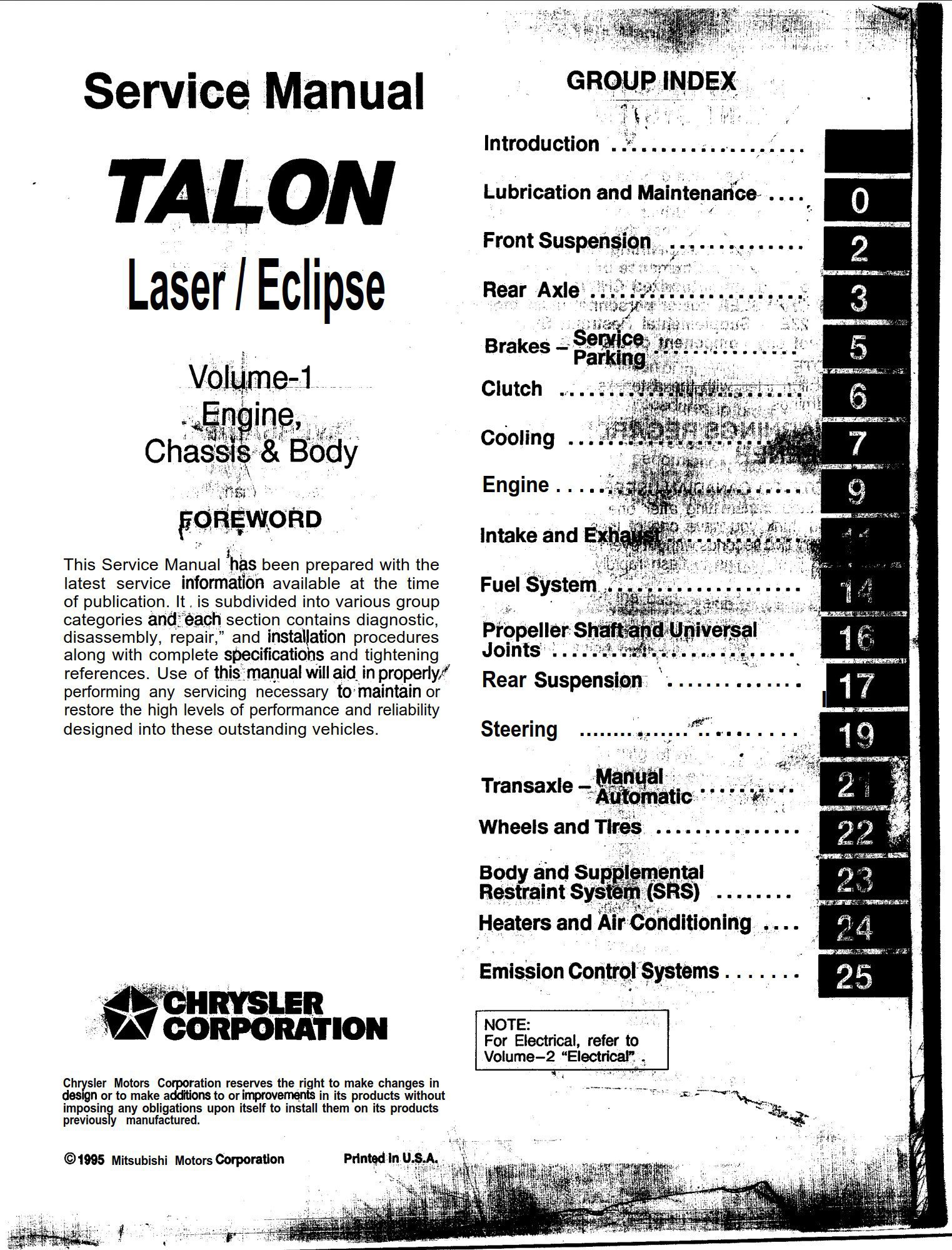 mitsubishi eclipse 1995 1996 service repair manual