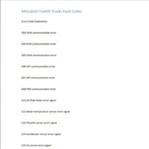 mitsubishi forklift trucks fault codes
