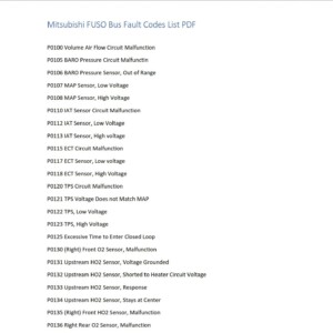 mitsubishi fuso bus fault codes list