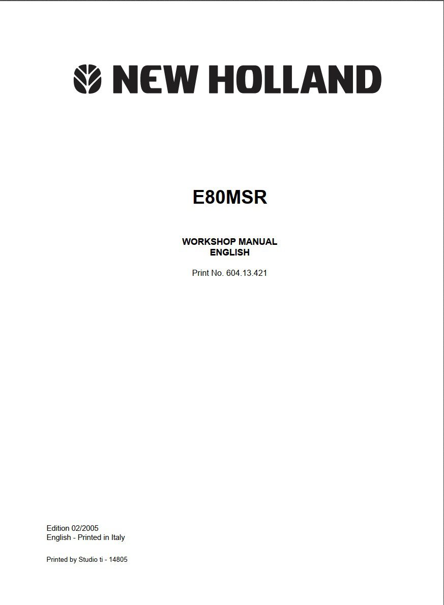 new holland e80msr workshop manual