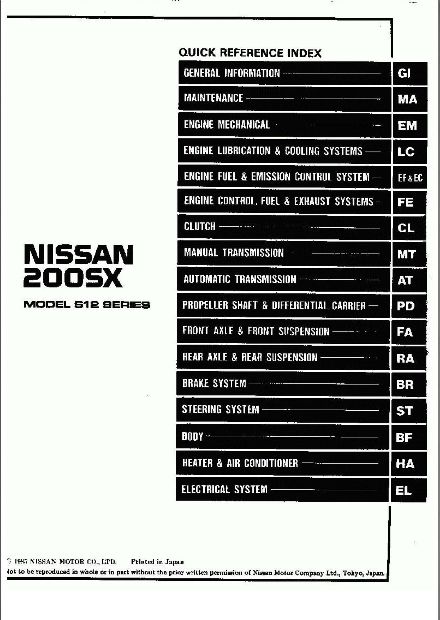 nissan 200sx s12 1986 service manual