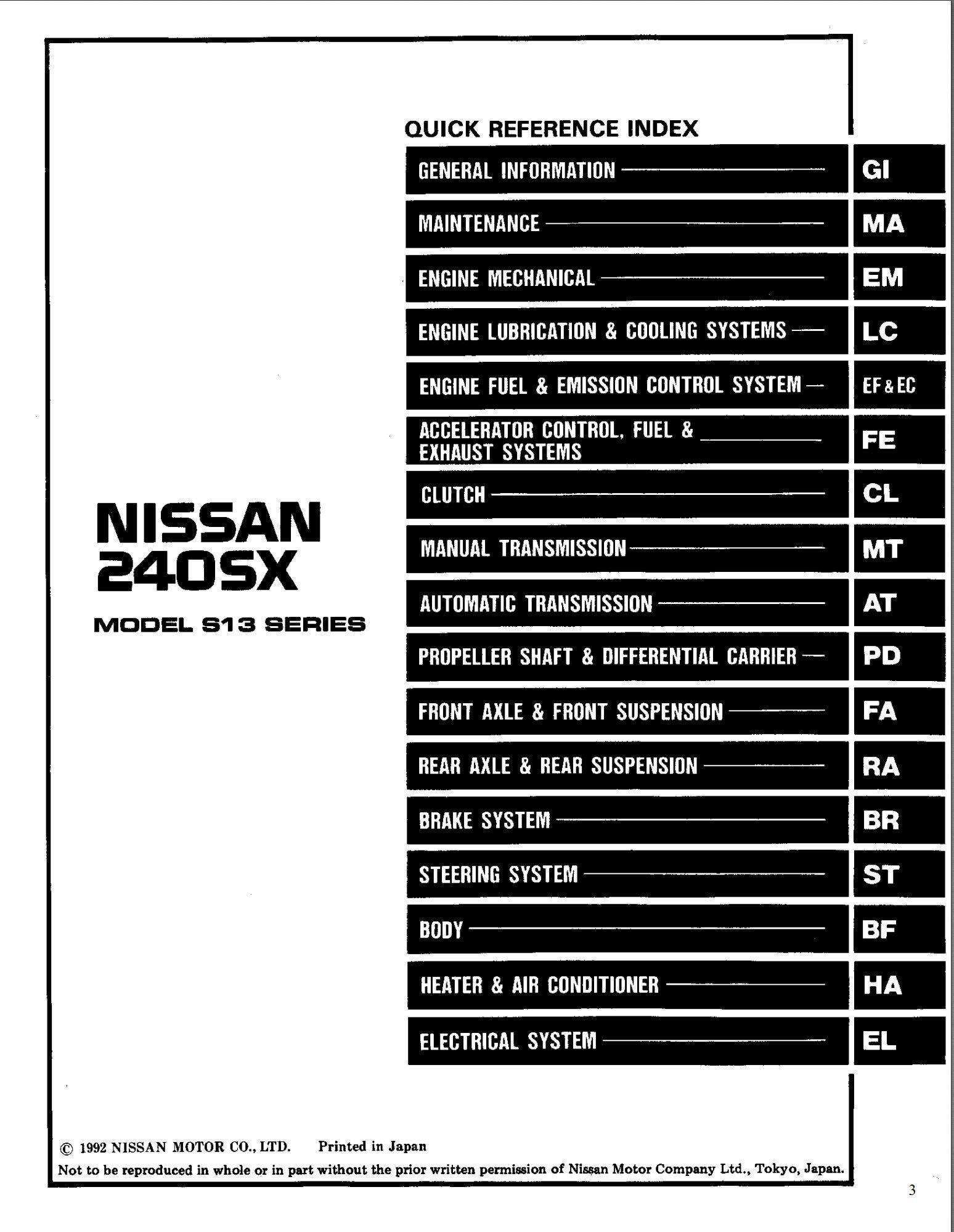 nissan 240sx s13 1991 1994 service manual