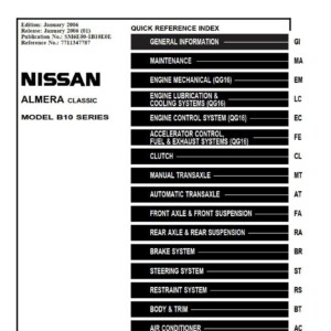 nissan almera 2006 classic b10 service manual