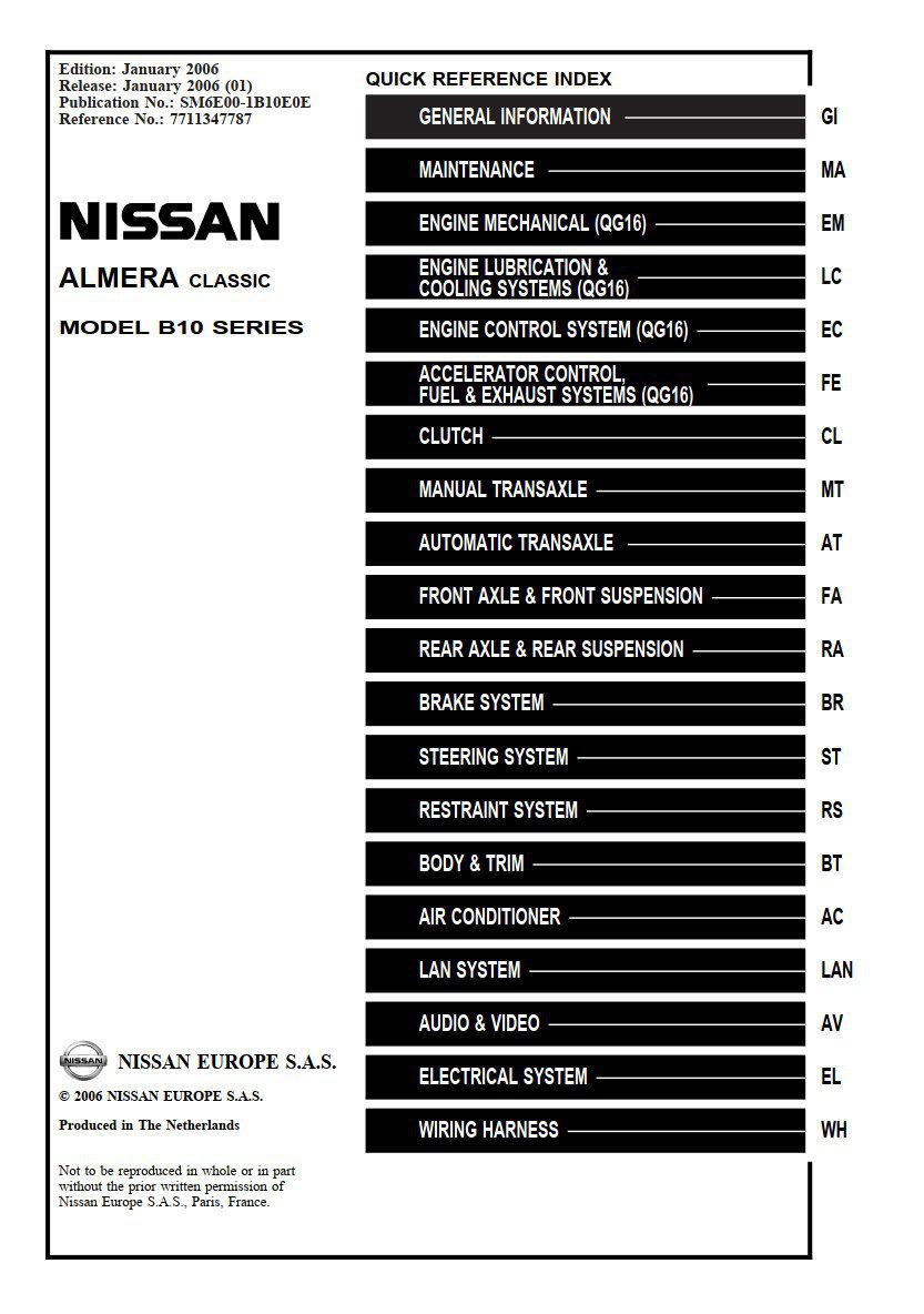 nissan almera 2006 classic b10 service manual