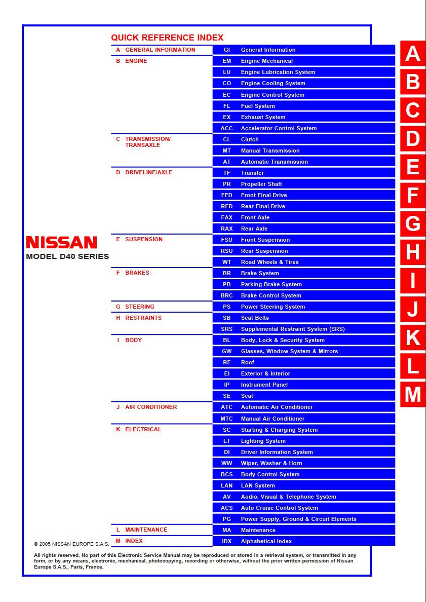 nissan navara d40 2005 repair workshop manual