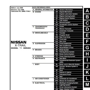 nissan x trail model t30 series 2006 service repair manual