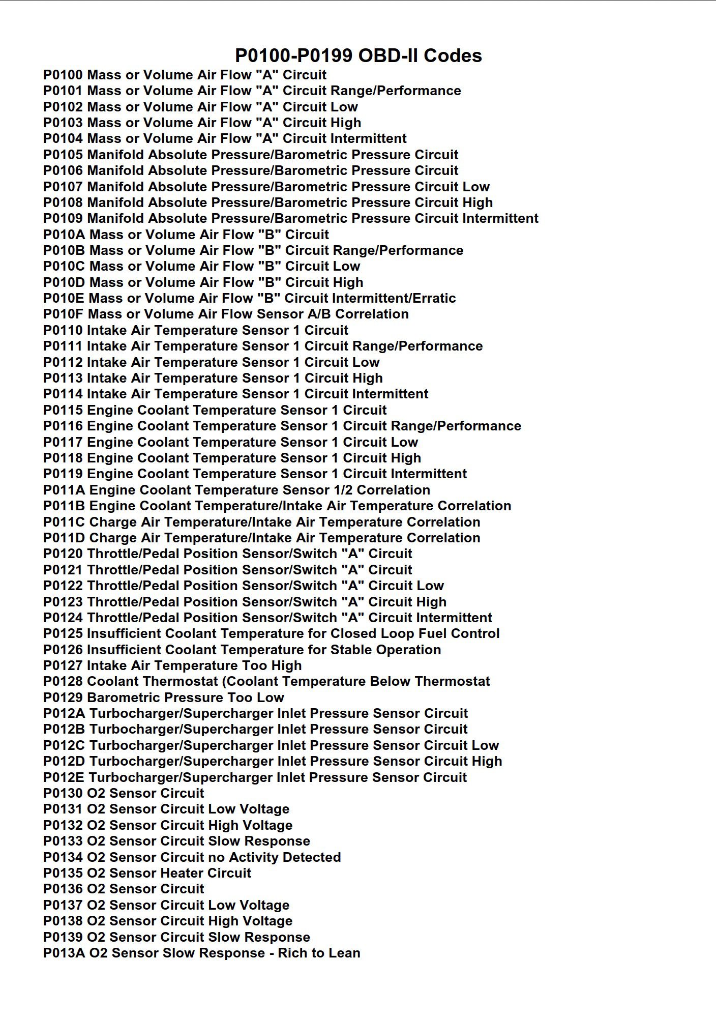 p0100 p0199 obd ii codes
