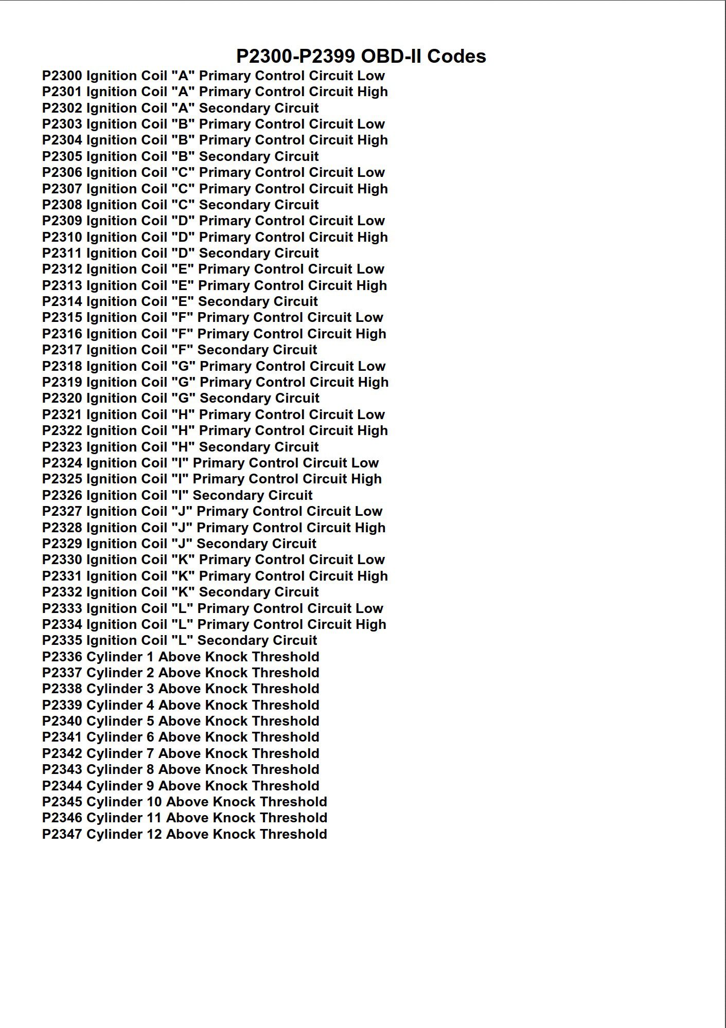 Understanding P2300-P2399 OBD-II Codes: Ignition System Troubleshooting ...